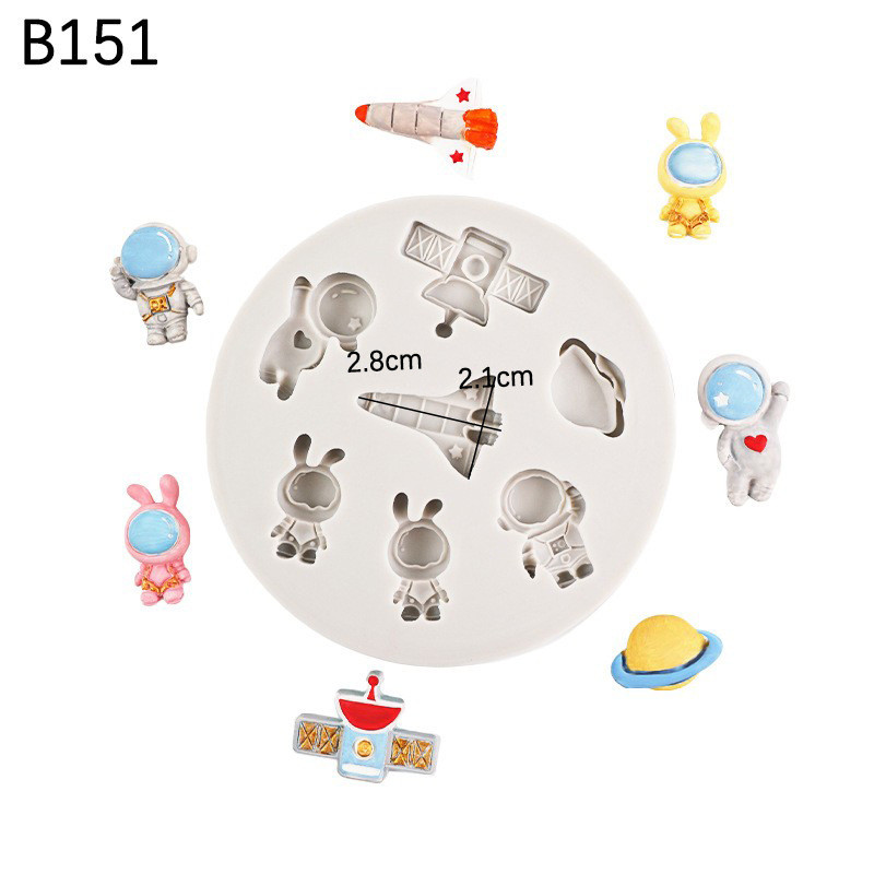 Hoạt Hình Vũ Trụ Phi Hành Gia Fondant Khuôn Silicon DIY Tên Lửa Hành Tinh Sáng Tạo Bánh Sinh Nhật Trang Trí Sô Cô La