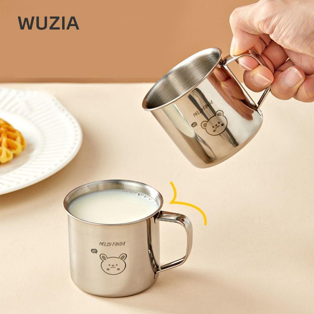 WUZIA Cốc Nước Trẻ Em , Cốc Sữa Trà Inox 304 Chống Rơi, Dã Ngoại Ngoài Trời Bền Đẹp Có Tay Cầm Cốc Sữa Cho Bé