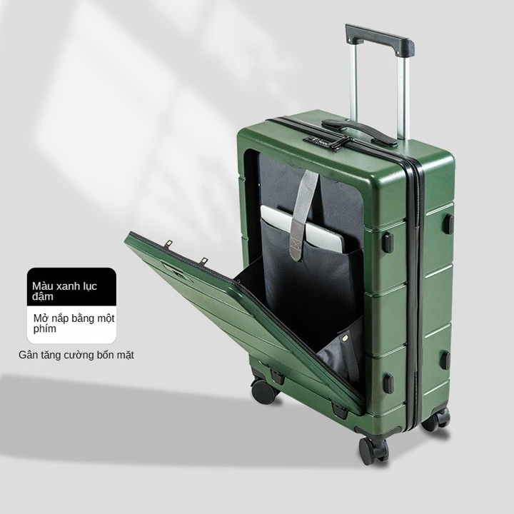 Vali 20 inch có thể sạc pin vali kéo thương mại vali du lịch 24 inch lên máy bay Nắp mở phía trước đa năng Valy du lịch – 4