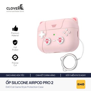 Ốp AirPods Pro 2 Silicon Hình Mèo Máy Game Kèm Móc Khóa Popkon