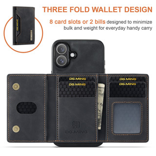 Ốp Ví 2 Trong 1 Có Thể Tháo Rời Cho IPhone 16 15 14 13 12 11 Pro Max Mini Ốp Lưng Có Thẻ 3Holder Dây Da Từ Tính Túi Đen