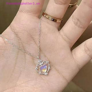{Fh Fashion} Vòng cổ tình yêu bằng đá mặt trăng đơn giản dành cho nữ Cô gái Tính khí nhẹ Mặt dây chuyền thời trang Vòng cổ Quà tặng trang sức tiệc cưới.