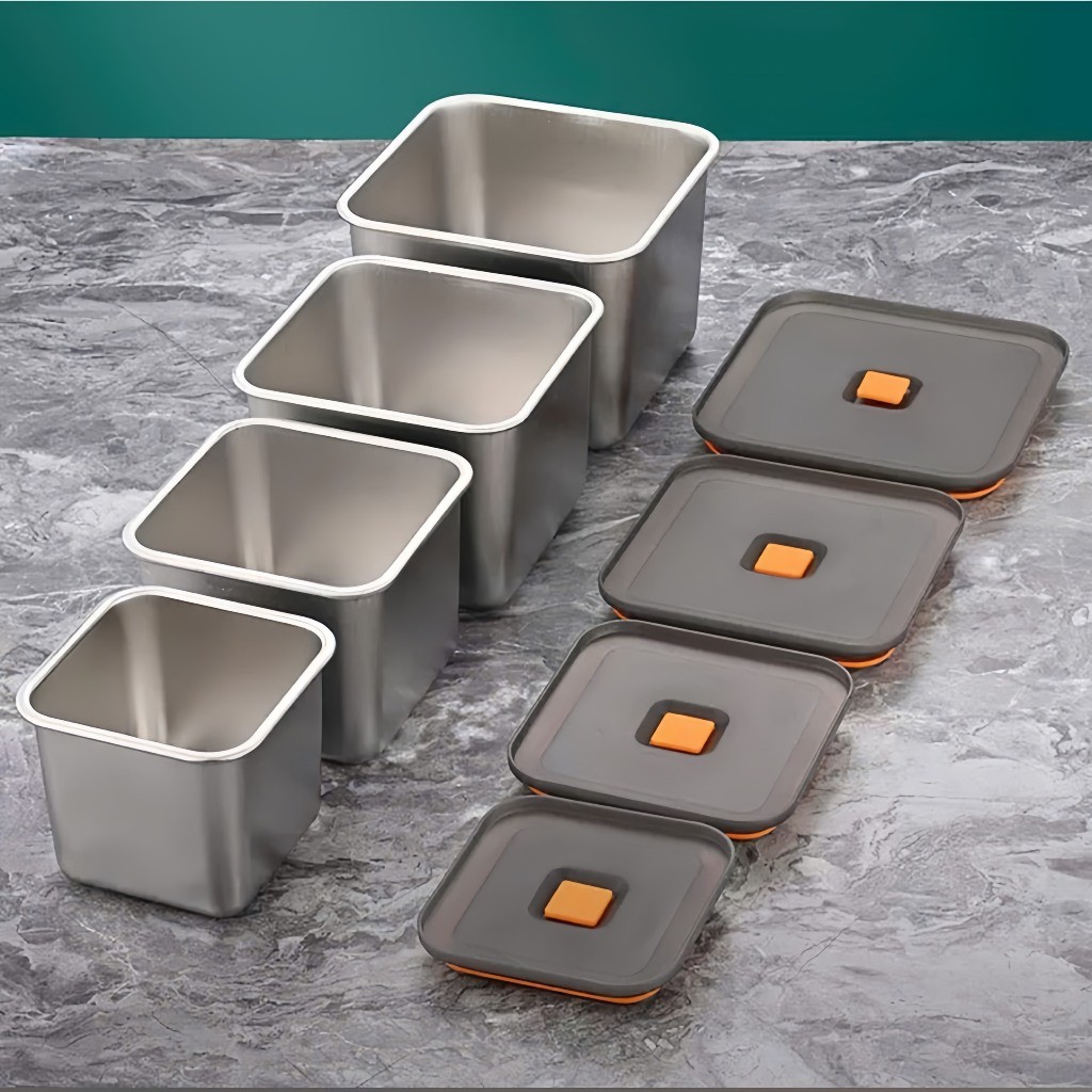 Hộp đựng thực phẩm Inox 304 nắp INOX  có các dung tích 0.9L , 1.5L, 2.2L , 3L , 4L