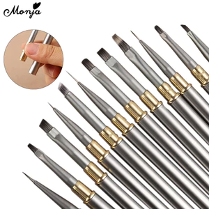 Monja 6 Kiểu Móng Tay Nghệ Thuật Bàn Chải Móng Tay Nghệ Thuật Sọc Lót Bàn Chải Pháp Gradient Pha Lê Acrylic UV Gel Nối Dài Tranh Vẽ Bàn Chải DIY Dụng Cụ Làm Móng Tay