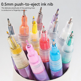 Bộ bút nghệ thuật làm móng tay 12 màu Bộ dụng cụ thiết kế móng tay khô nhanh Acrylic chống thấm nước DIY Bàn chải làm móng tay chống nhòe