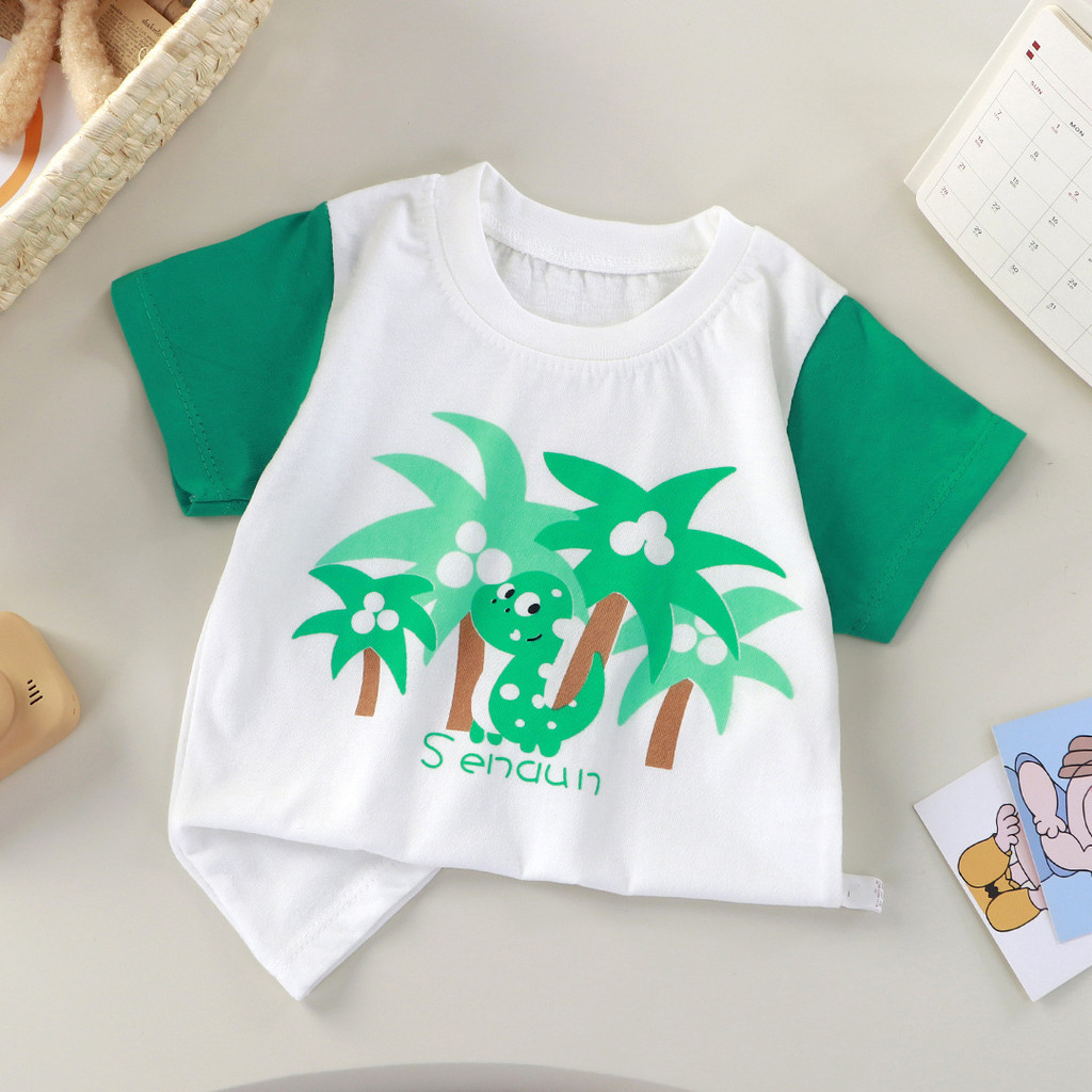 Trẻ Em Mùa Hè Cotton Nguyên Chất Áo Thun Ngắn Tay Bé Trai Bé Gái Hoạt Hình In Hình Top Thoáng Khí Rời Phong Cách Thường Ngày 8O-140 Kích Thước​ Te6w