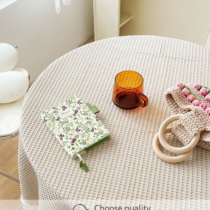 Khăn Trải Bàn Phong Cách Bắc Âu,Khăn trải bàn sợi cotton thô dệt 3D,90*90cm Khăn trải bàn tròn