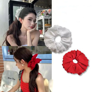 Dây buộc tóc hai lớp ren rỗng xếp li ruột già buộc tóc đuôi ngựa