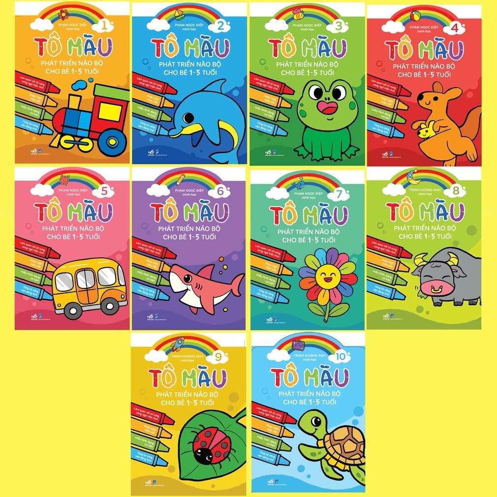 Sách - Bộ Tô màu phát triển não bộ cho bé 1-5 tuổi (10 cuốn lẻ)