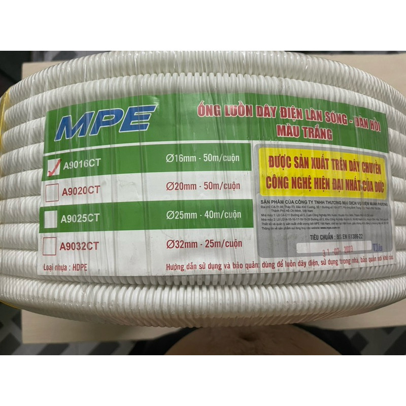 5 mét Ống ruột gà MPE phi 16/20/25/32 – Ống luồn dây điện cao cấp