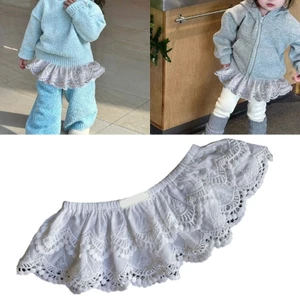Váy trẻ em màu trắng thanh lịch Treeling Tạp dề đàn hồi thiết kế hai lớp cho các dịp khác nhau
