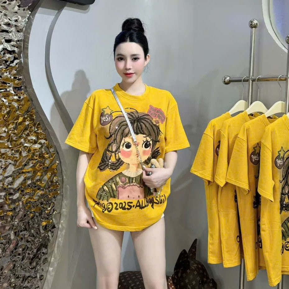 Áo Thun Cô Gái Tết Tóc Kim Sa Hello KCloset Áo Phông Cotton Dày Dặn Dáng Rộng Nam Nữ NA120