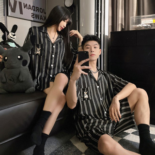 Bộ Đồ Ngủ Cặp Đôi Mùa Hè Nữ Ice Silk Tay Ngắn Nam Mỏng Phong Cách Plus Kích Thước Hoạt Hình Mùa Hè Thoáng Mát Homewear Phù Hợp Với