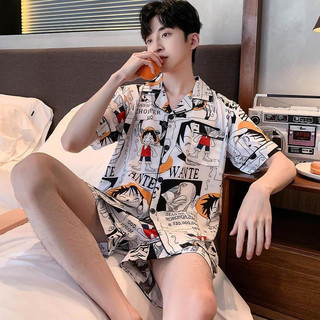 Bộ Đồ Ngủ Nam Mùa Hè Mùa Hè Mỏng Ice Silk Tay Ngắn Thanh Niên Có Thể Mặc Bên Ngoài Nam 2025 Phong Cách Mới Homewear Phù Hợp Với