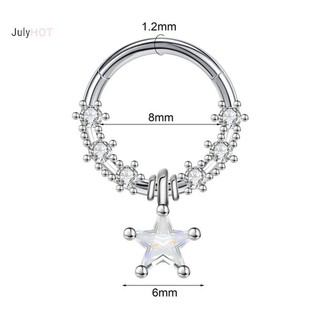 JULYHOT Thời Trang Pha Lê Thép Không Gỉ Septum Hoop Clickers Mũi Nhẫn Nữ Tragus Sụn Xoắn Xuyên Vòng Bông Tai Trang Sức Massivedeals