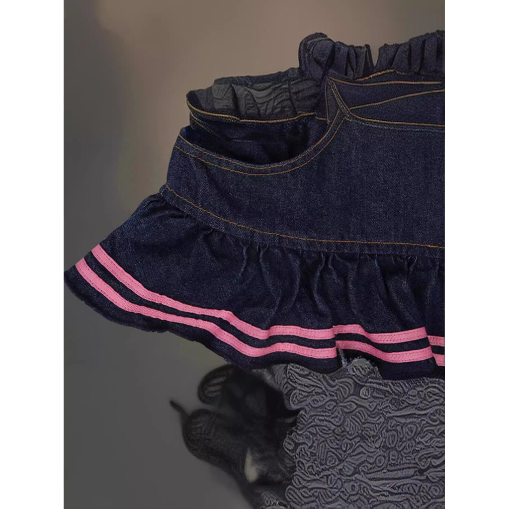 Váy Nữ Phong Cách Mới Mùa Hè Hồng Âu Mỹ Xếp Ly Váy Denim Nữ
