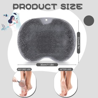 Máy chà sàn chân và cơ thể bằng silicon có cốc hút chống trượt để tắm Máy chà sàn lưng treo tường phẳng rảnh tay để Massage và tẩy tế bào chết màu xám bám chắc an toàn cho trẻ em phù hợp dùng cho gia đình căn hộ văn phòng và không gian nhỏ
