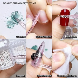 [savemoneyeveryday] 50 CÁI Thanh pha lê Nail Stick Chất tẩy biểu bì cao cấp Dụng cụ đẩy Nail Art Làm móng tay Dụng cụ loại bỏ keo mũi khoan [vn]