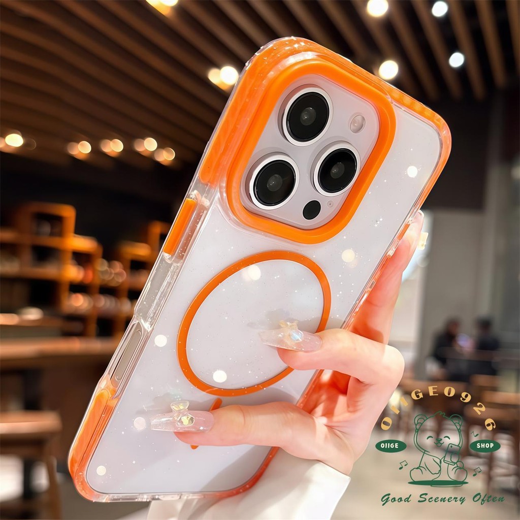 Ốp điện thoại từ tính lấp lánh trong suốt iphone16 Pro Max 15 14 13 12 vỏ cho vỏ iPhone Vỏ mềm silicon TPU chống sốc