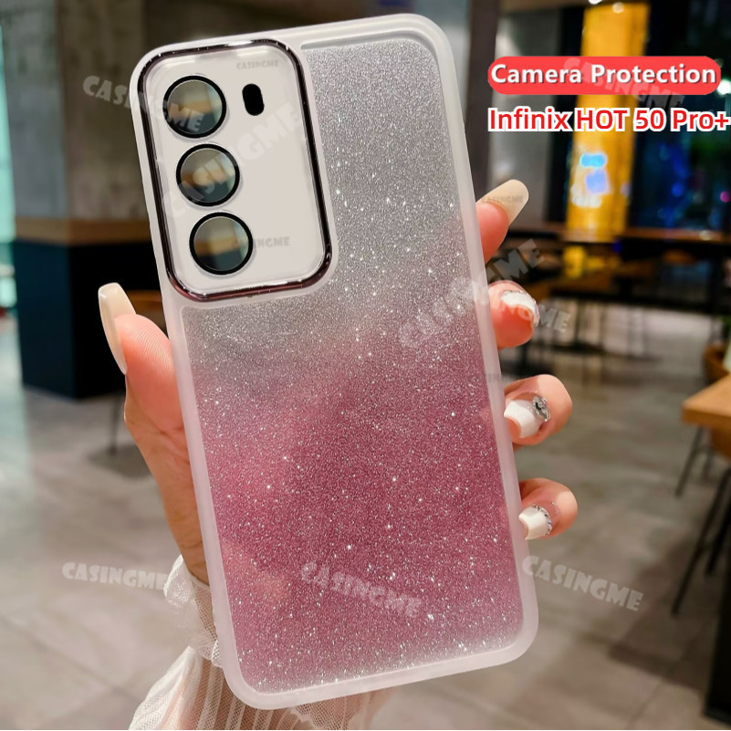 Infinix HOT 50 Pro + 2024 Vỏ lấp lánh Bling Vỏ silicon mềm trong suốt cho Infinix HOT 50PRO + Hot50Pro + 50i 50 Pro Plus + Bảo vệ ống kính máy ảnh Ốp điện thoại chống sốc