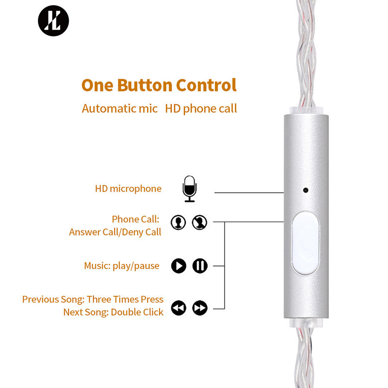 Mới JCALLY JC08S 8 Cổ phiếu 2Pin 0,78mm QDC KZ CPin Có Mic Cáp Nâng Cấp Tai Nghe Cho KZ EDX PRO Castor CCA TRN