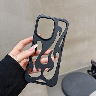 Ốp Điện Thoại Họa Tiết Ngọn Lửa 3D Mới Cho iPhone 16 15 13 12 11 14 ProMax 14 15 16 Plus Thời Trang Rỗng Mỏng Chống Sốc Bảo Vệ Mềm