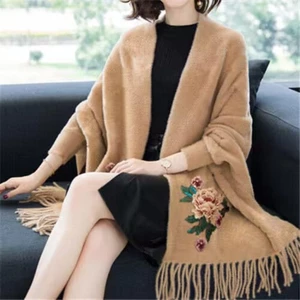 Khăn choàng Cashmere thêu ASDFGER, Khăn choàng ấm áp mùa thu đông, Chăn Hijab Pashmina thời trang nữ