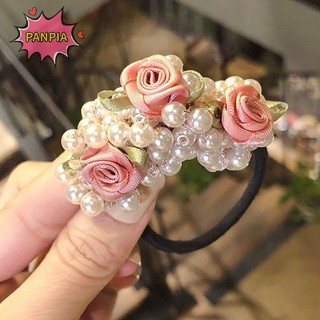 Pnpia Ngọc Trai Đính Hạt Tóc Scrunchies Đuôi Ngựa Dây Buộc Tóc Ngọc Trai Ngọt Ngào Co Giãn Dây Buộc Tóc Boutique