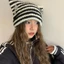 GUSTAVA Star Devil Hat, Sọc Y2K Mũ Beanie Y2K Dễ Thương, Tai Mũi Nhọn Chui Đầu Đan Mũ Len Thu Đông