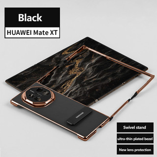 360 Xoay Đứng Da Ốp Lưng Điện Thoại Huawei Mate XT Ultimate Siêu Mỏng Khung Mạ Điện Giá Đỡ Vỏ Bảo Vệ