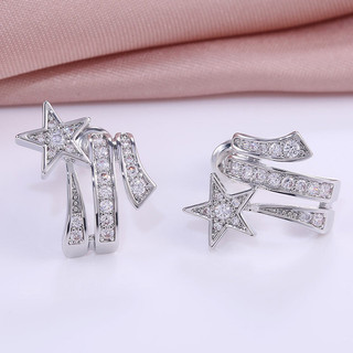 S925 Bạc Ngôi Sao Mặt Trăng Nhẫn Zircon Đơn Giản Trang Sức Thời Trang Quà Tặng Nữ