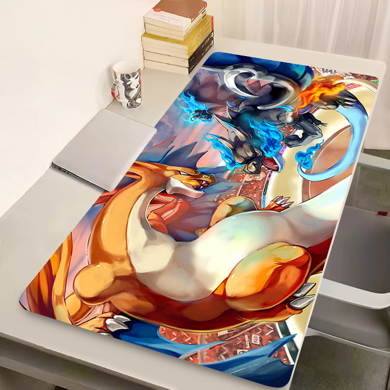 Fiery Dragon Mouse Pad Laptop Anime Nhật Bản Bàn Phím Chơi Game Thảm PC P-pokine C-charizard Mousepad XL Kawaii Mở Rộng Bàn Chơi Thảm