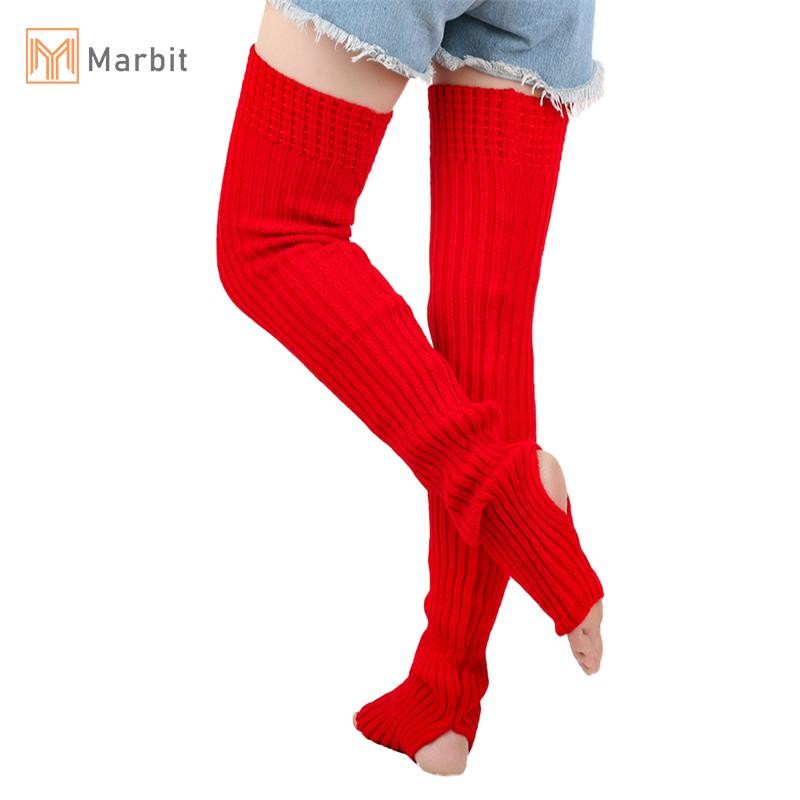 Marbit 80cm Nữ Chân Ấm Mùa Đông Cô Gái Nữ Chân Bao Cho Phòng Tập Gym Dệt Kim Len Khiêu Vũ Ba Lê Yoga Rời Tất Dài Stocking Mới