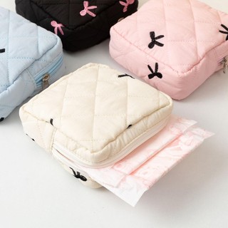 Túi đựng đồ trang điểm nhỏ COZYNEST, Túi đựng khăn ăn vệ sinh bằng vải Cotton, Túi ly hợp Mini nơ Coquette dành cho nữ