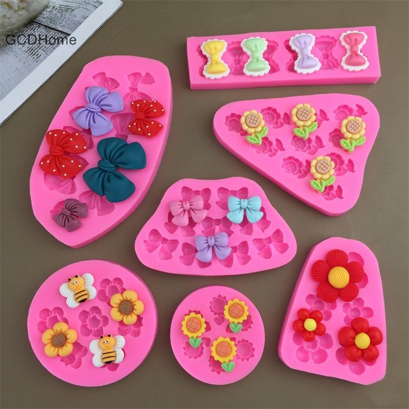 Gcdhome Hoạt Hình Dễ Thương Hoa Nơ Ong Fondant Khuôn Silicon DIY Cupcake Fondant Bánh Decorag Sôcôla Kẹo Nướng Khuôn Nóng