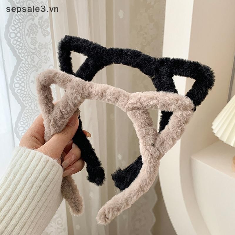 # VN # Ears Nữ Len Nhung Tóc Mũ Bé Gái Rửa Sang Trọng Tóc Vòng Phụ Kiện Tóc Thu Đông.