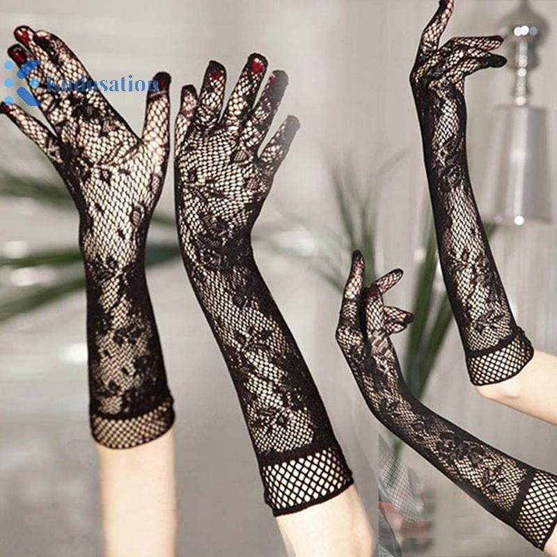 Kudosation Găng tay nghi thức thời trang mới Găng tay lưới cá dài Lưới thời trang mượt mà Phong cách hơn