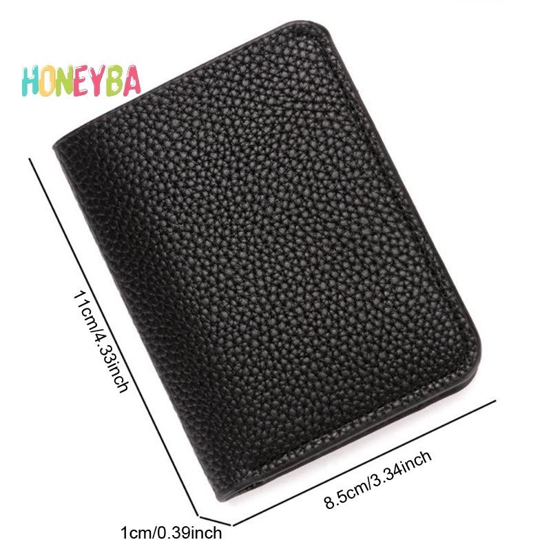 < Honeyba > Ví nam mềm thời trang bằng da họa tiết vải thiều Ví đựng tiền xu Hộp đựng thẻ lái xe