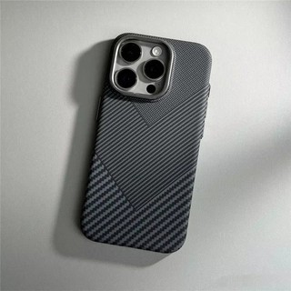 [Jlk] Dành Cho iPhone 16 15 14 13 12 Pro Max Vỏ Từ Tính Sợi Carbon Trừu Tượng Hình Học Vỏ Sạc Không Dây Camera Hợp Kim Giáp Fundas