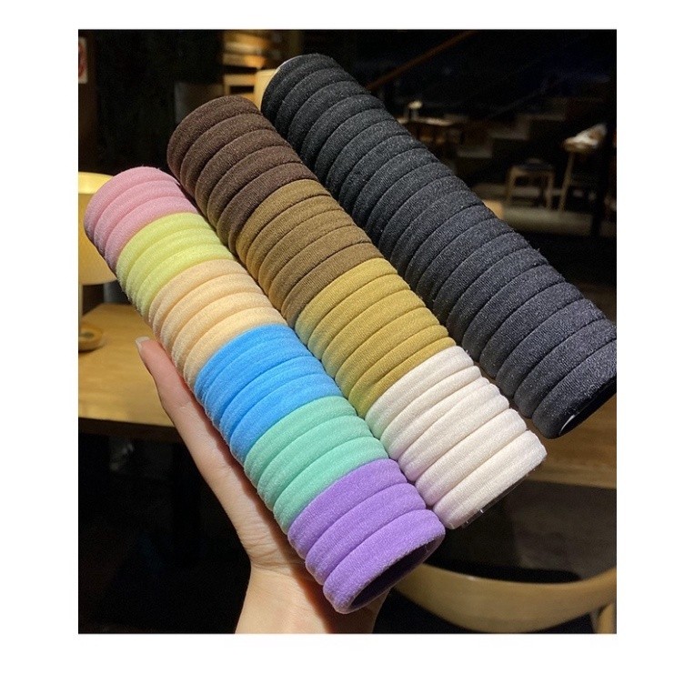 20 dây chun buộc tóc trơn màu Vintage co giãn mềm mại phong cách Hàn Quốc,