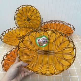 Rổ nhựa mây đựng rau củ quả và trái cây dạng oval, tròn nhiều kích thước cao cấp - Phương Trang