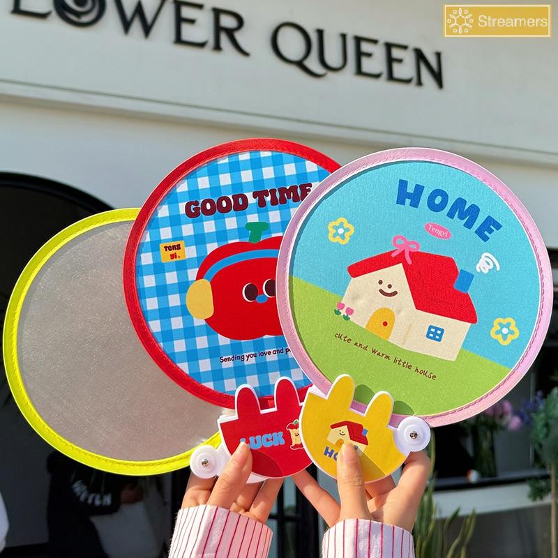 Streamer Hoạt Hình Dễ Thương Gấp Nhóm Quạt Chụp Ảnh Ngoài Trời Tấm Phản Quang Tròn Túi Tiện Lợi Quạt Gấp Di Động Mới