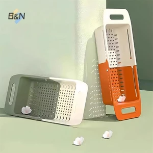 Nhà bếp B & N Có thể mở rộng trên bồn rửa Giỏ thoát nước mỏng có thể mở rộng Đa chức năng Caddy Giá đỡ thoát nước không đục lỗ.