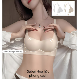 『Brelira』Áo ngực tập hợp ngực nhỏ Áo ngực đẩy lên không dây thoải mái liền mạch Hỗ trợ mềm mại Đồ lót nửa cốc