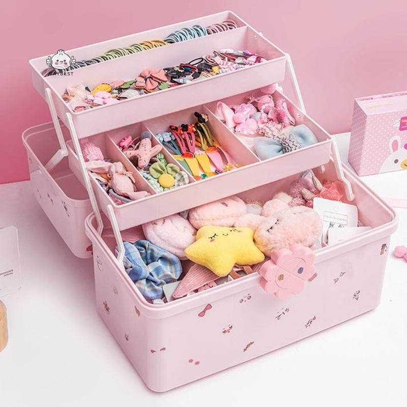 Maybest Trẻ Em Phụ Kiện Tóc Hộp Bảo Quản Dây Bé Kẹp Tóc Dây Cao Su Trang Sức Trang Sức Trang Điểm Cô Gái Dễ Thương Hộp Trang Sức Lớn {VN}