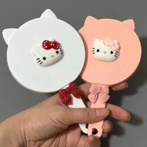 Phim Hoạt Hình Mới Mèo Tay Cầm Gương Có Lược Di Động Cầm Tay Trang Điểm Gương Trái Tim Cô Gái Lược Một Gương Tròn Cô Gái