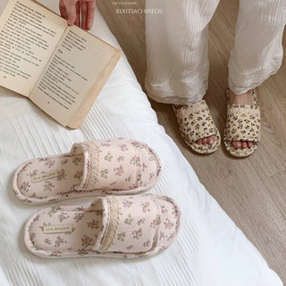 Xixitiao Dép Vải Lanh Dành Cho Nữ Họa Tiết Hoa Phù Hợp Cho Mọi Mùa Và Dùng Trong Nhà