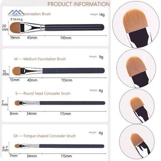 ELBBKG Flat Round Ultra Thin Concealer Cọ Trang Điểm Contour Concealer Dụng Cụ Trang Điểm 4 Loại Kích Thước Mới