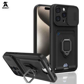 Dành Cho iphone 15 Pro Max / 14 Plus / 13 Pro / 12 / 11 Ốp Lưng 4 Trong 1 Trượt Camera Bao Đựng Thẻ Đứng Vuông Freebie Dây Chống Sốc Chống Rơi Mỏng Mềm TPU Cover