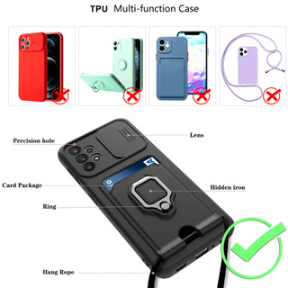 Dành Cho Samsung Galaxy A73 5G Ốp Lưng 4 Trong 1 Trượt Camera Bao Đựng Thẻ Đứng Vuông Freebie Dây Chống Sốc Chống Rơi Mỏng Mềm TPU Cover